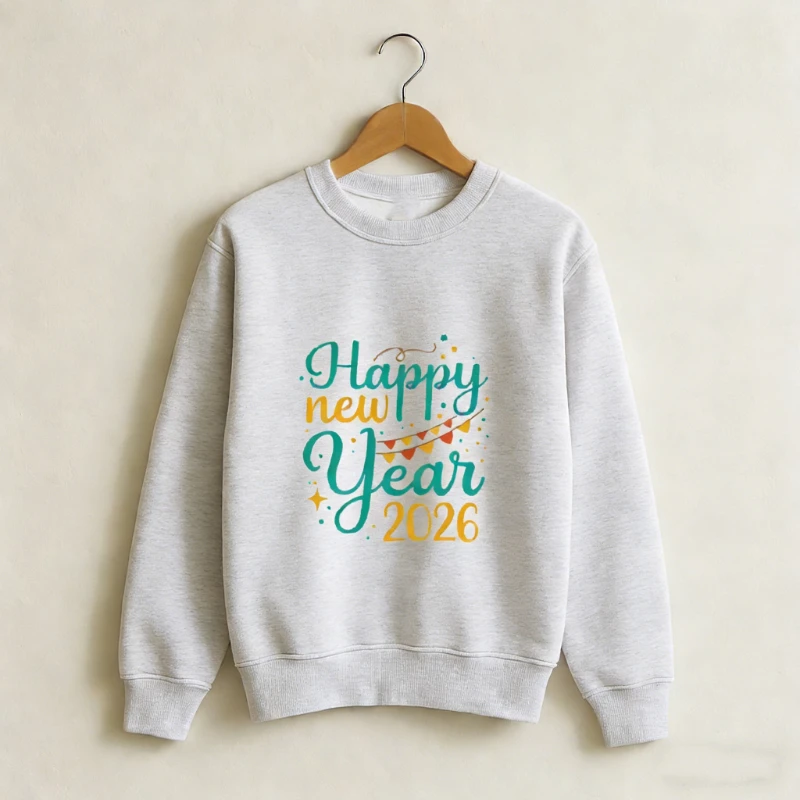 Feliz ano novo 2026 unissex adultos outono e inverno moletom manga longa manter quente combinando hoodies crewneck casual pulôver