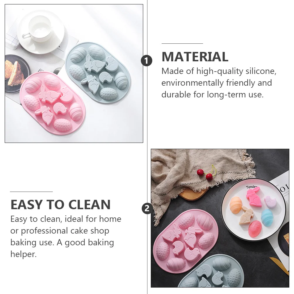 

2 Pcs Fudge Easter Egg Mold Candy Cake Decorating Silica Gel for Making DIY Baking Tool