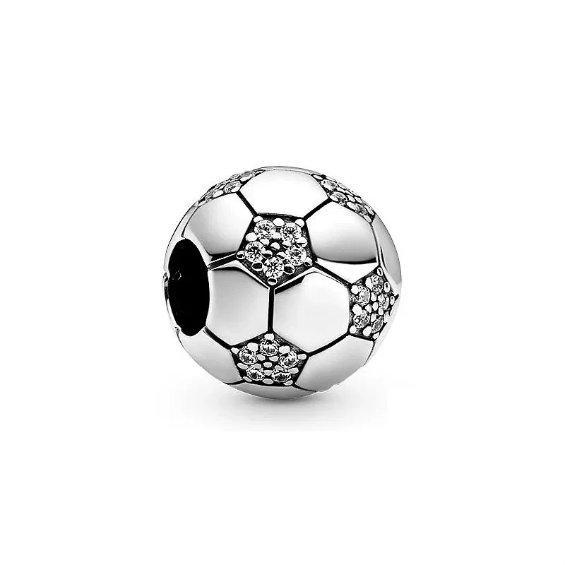 DIY Sparkling Rugby Pendant & Football Volleyball Charm Bead Fit Original Pandora925 Silver Necklace Bracelet Jewelry Women Gift