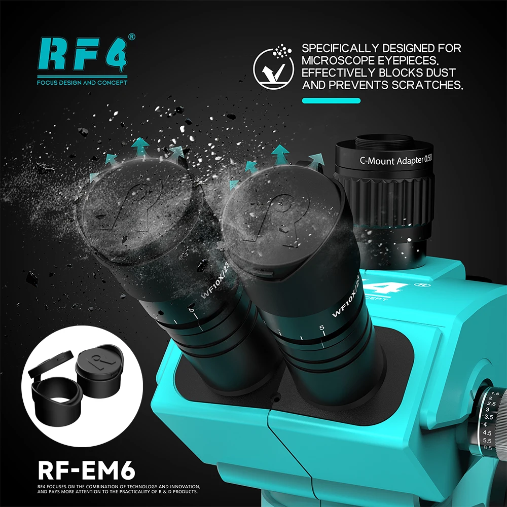RF4 RF-EM6 Microscope Rubber Eye Protection Dust Cover for Microscope Repair Eyepiece Protection Dustproof Anti-fatigue Tool