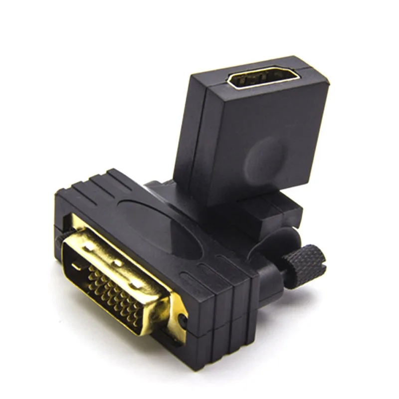 1PCS DVI 24+1 Male to HDTV Female Adapter 360 Degree Rotatable 4K 1080P Gold Plated HDTV Converter for PC Monitor Projector