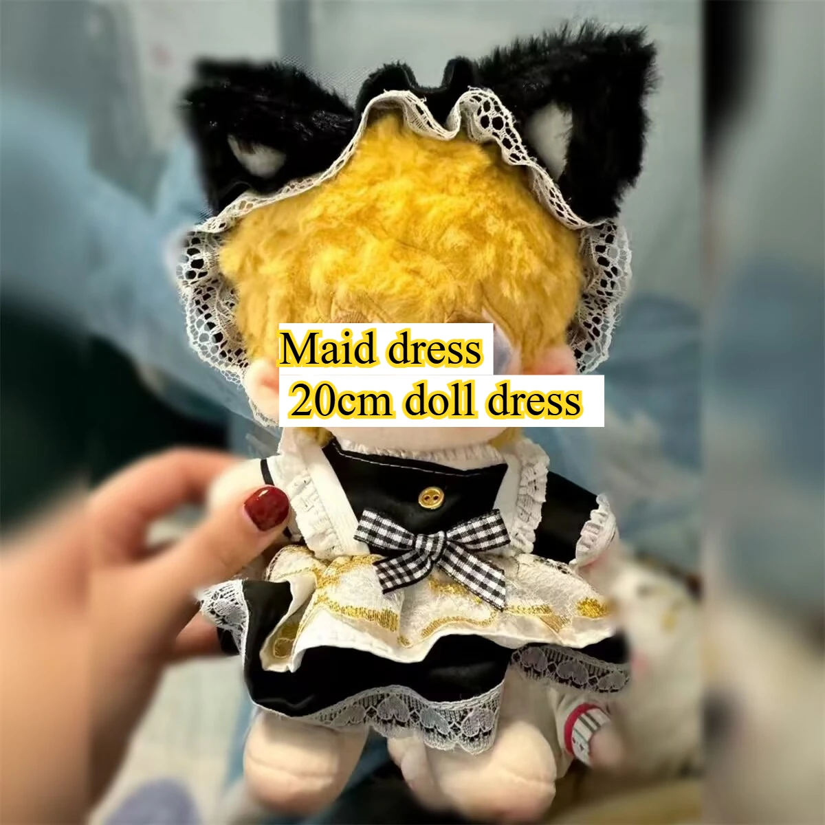 

Платье для куклы из хлопка 20 см, платье горничной феи лисы, черное платье, подходит как для мальчиков и девочек.