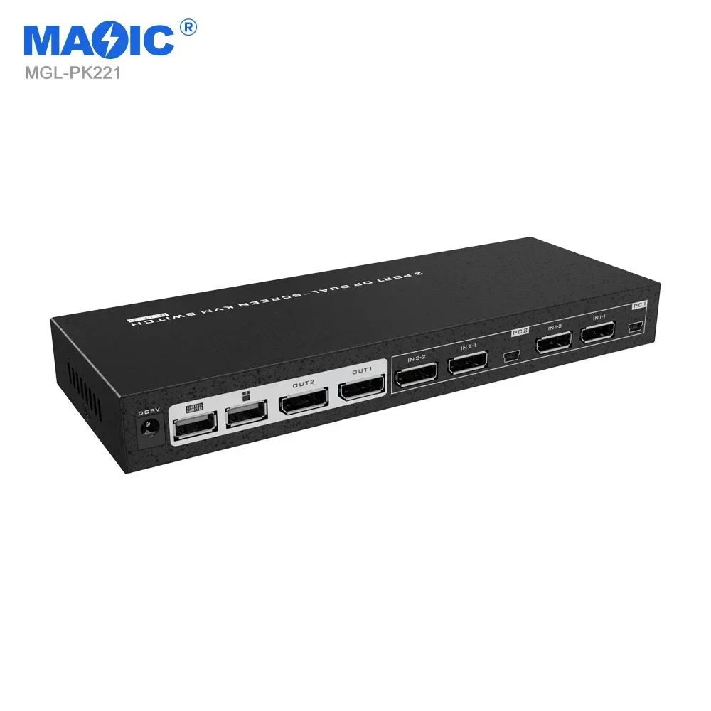 In stock4k 60hz 2 in 2 Out DP Dual Screen KVM Switcher Displayport 2 Port KVM Switch for Monitor