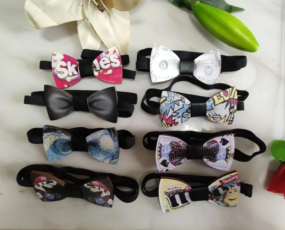 Fashion Wooden Bowtie Gentleman Bow Ties Handmade Creative Pattern Tie Party Bow Ties Butterfly Wooden Unique Tie for Man Woman