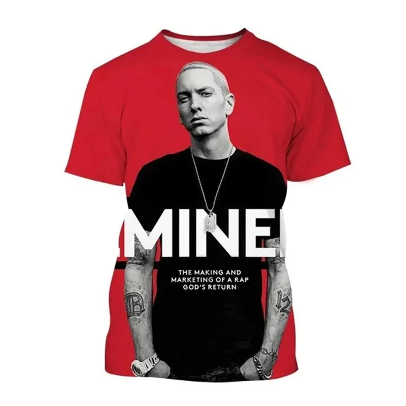 New Hot Selling Rap Singer Eminem Fashion Print T-shirt Rap Master Domineering Hip-hop Street Style Neutral Short-sleeved Tops