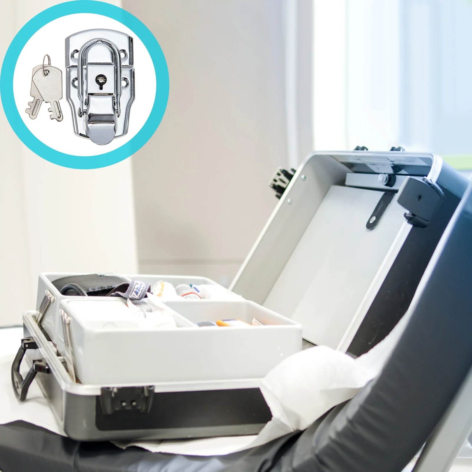 

4Sets Toolbox Lock Buckle Key Lock Durable Iron Material Toolbox Latch Buckle Practical Theft Security Protection