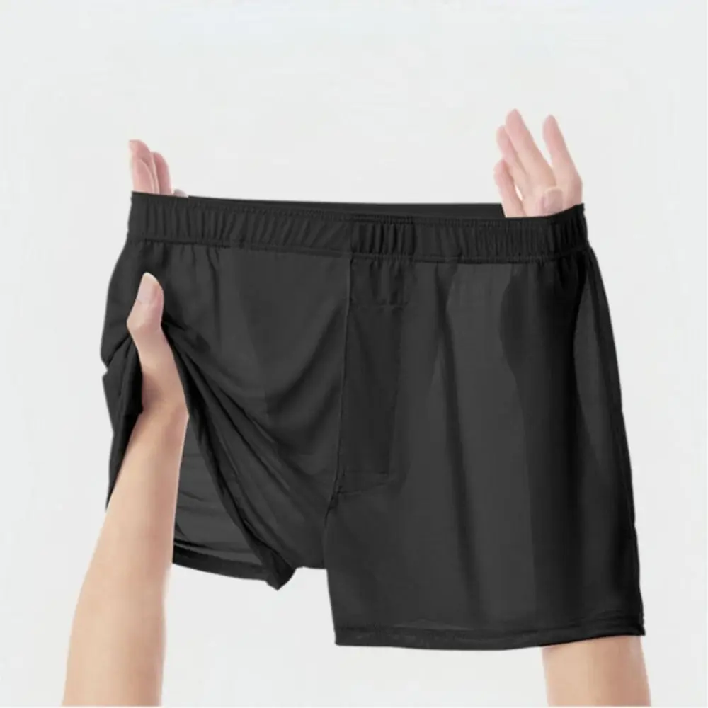 

3 шт., эластичные мужские трусы из ледяного шелка на плоской подошве, бесшовные тонкие боксеры со средней талией, шорты, трусы, мужское нижнее белье большого размера, мужское