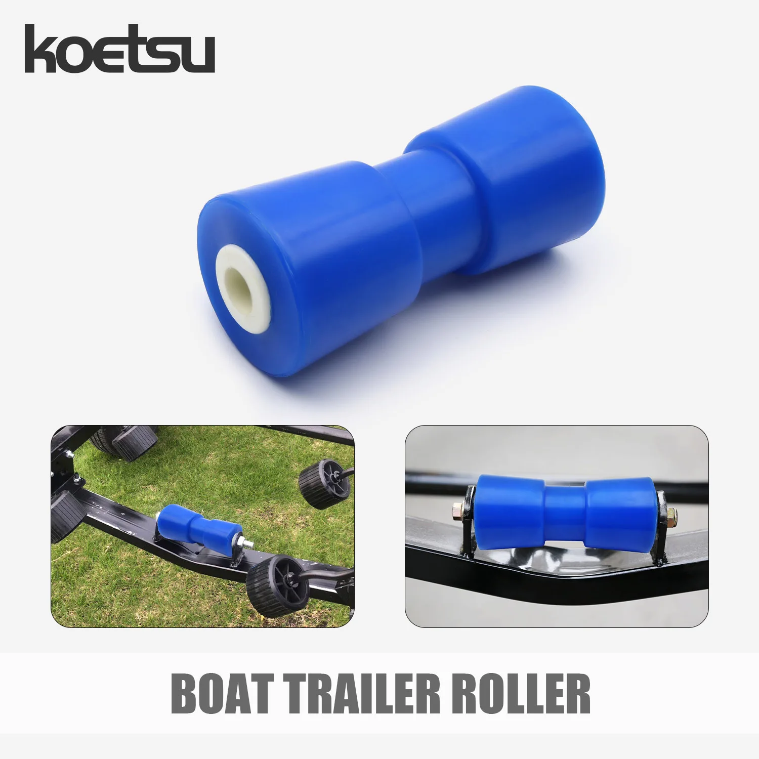 KOETSU Blue Rubber Trailer Bottom Wheel Aperture 0.83 Inches Boat Trailer Middle Keel Roller Assembly Accessories
