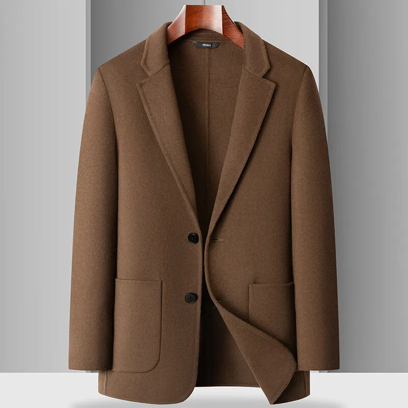 Casual Men\'s Woolen Coats 2026 Spring Autumn Short Overcoat Solid Color Wool Windbreaker Jacket Business Warm Top Suits Clothing
