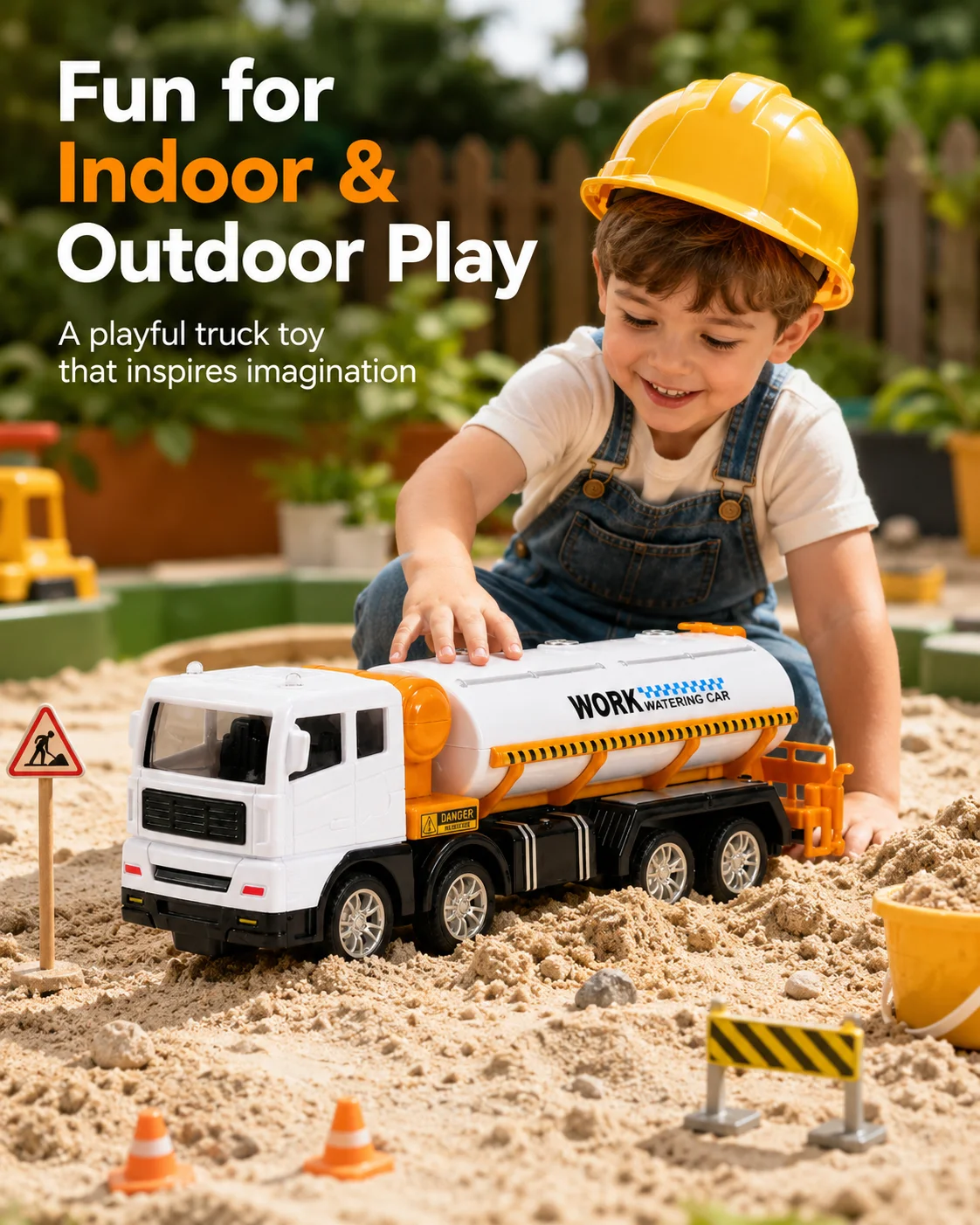 Inertia Watering Truck Toy, Simulation Sanitation Sprinkler Vehicle Model, Push and Go Car Gift for Boys Girls