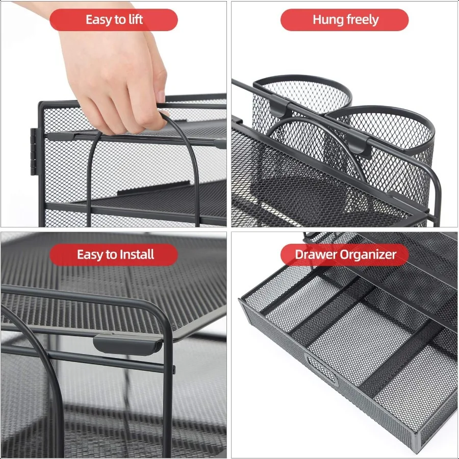 منظم مكتب Marbrasse وAcories4Tier Paper File Letter Tray Accories منظمو مكتب مساحة العمل مع درج وحامل قلمين