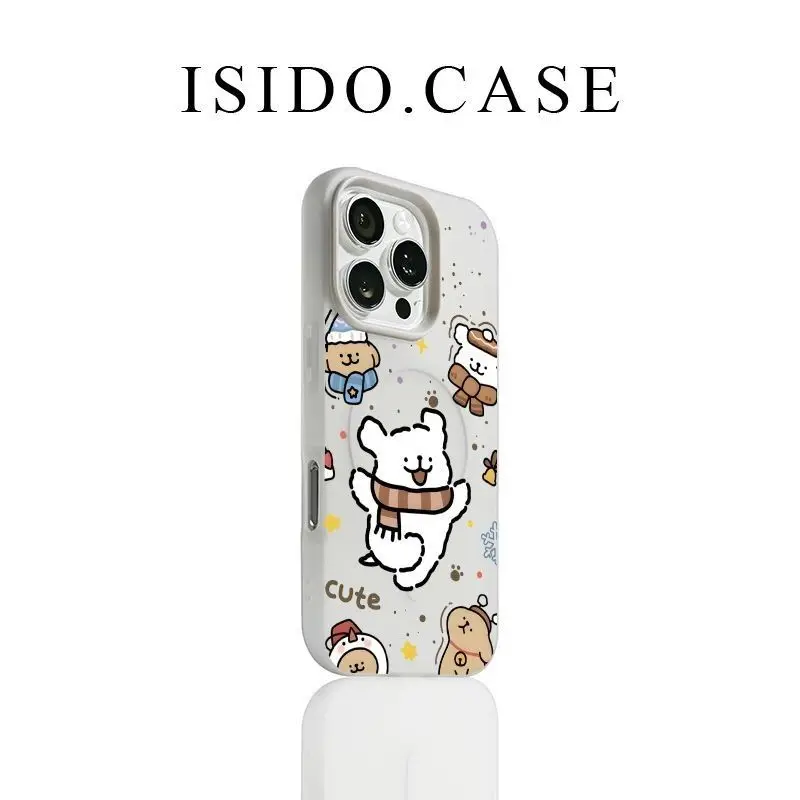 

Cute 2in1 Ins Interesting Polka Dot Line Puppy For Magsafe Case For iPhone 17 Air 16 13 12 11 Pro Max 15 14 PLUS MINI Y2K Cover