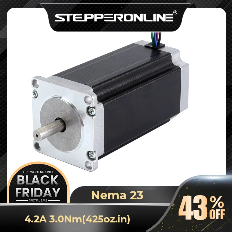 STEPPERONLINE Nema 23 Stepper Motor 3Nm 4.2A Stepping Motor 8mm Diameter 4 Wires for 3D Printer CNC Milling Machine