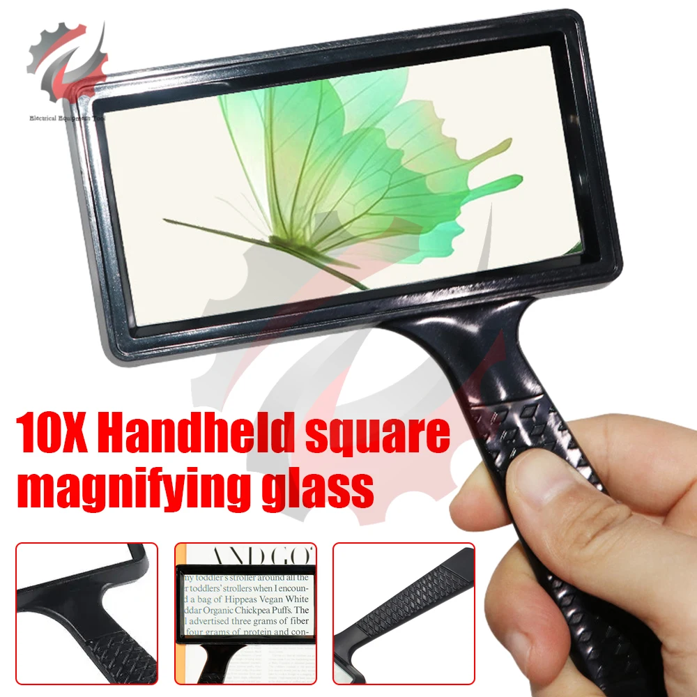 

10X Professional Magnifying Glasses Handheld Square Reading Magnifier Loupe Presbyopia Magnifying Glass Jewelry