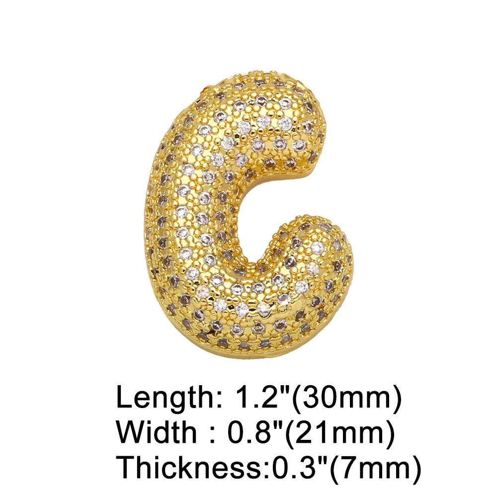 OCESRIO Chunky CZ 26 Initial Bubble Letter Pendant for Necklaces Gold Plated Initial Name Custom Jewelry Making Supplies pdtb558