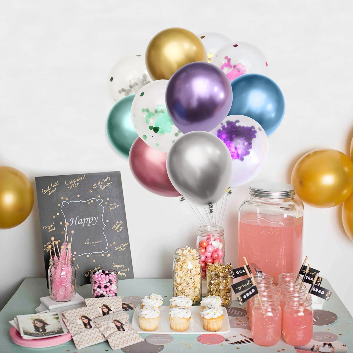 

10Pcs Latex Balloon Paper Scrap Purple 12inch Birthday Party Decor Reusable Balloon Easy Blow Photo Prop Birthday Decor