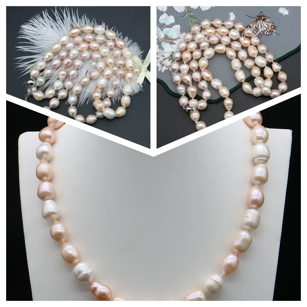 

Natural Baroque Threaded Pearl Necklace with Round Clasp Design Suitable for Date Party High-end Decoration Accessory 43-44cm
