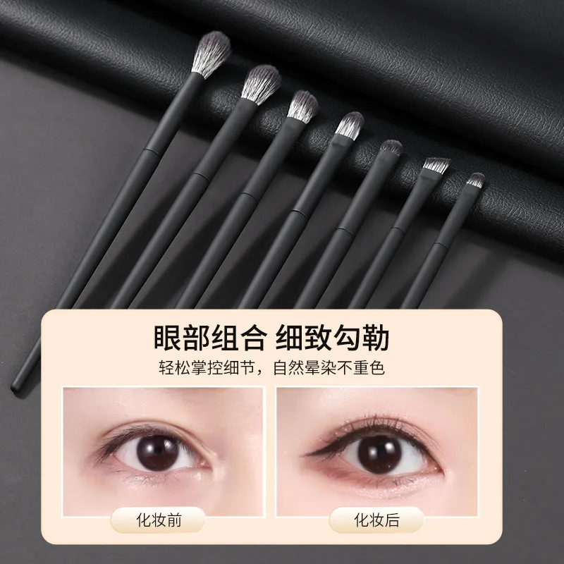 Conjunto de pincéis de maquiagem preto fosco de cabelo de nylon portátil em pó conjunto completo de ferramentas fundação