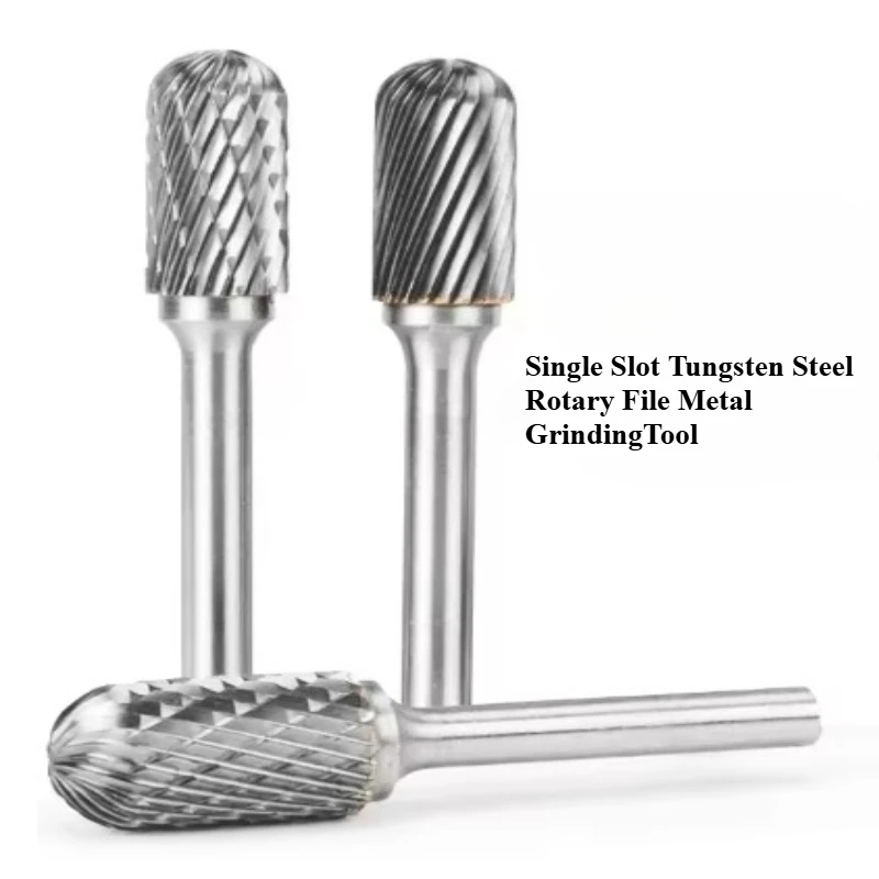 Carbide Rotary Burr Single Slot Tungsten Steel Rotary File Metal GrindingTool for Polishing Deburring and Shaping Jobs
