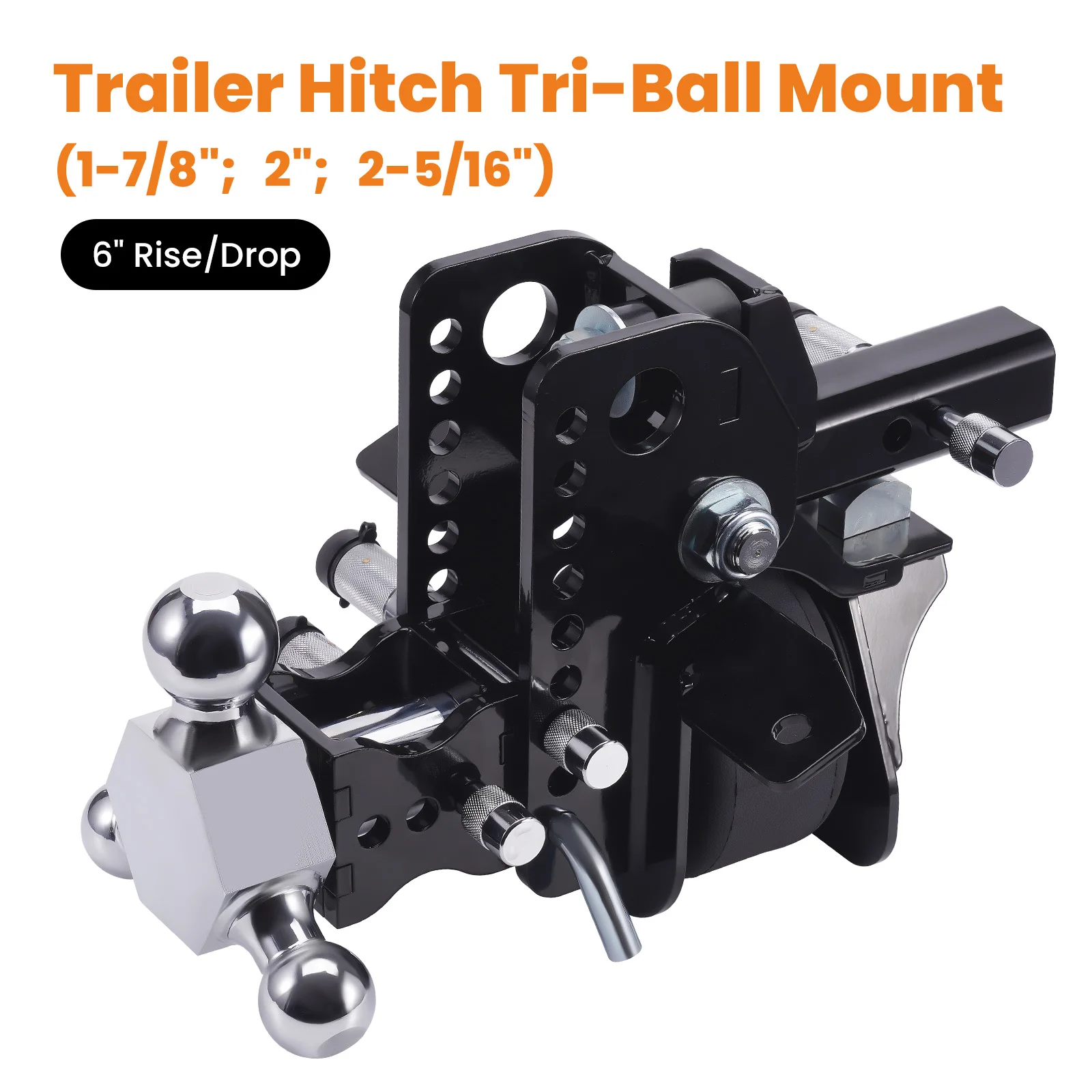 

Adjustable Trailer Hitch w/ Air Suspension Bag & Three Ball Mount 6" Rise / Drop