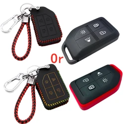 1Pc  Oxhide Key Case cover For Volvo Truck FM FH16  CARGO 555 4 Button series  Or For Volvo Truck Key Case shell