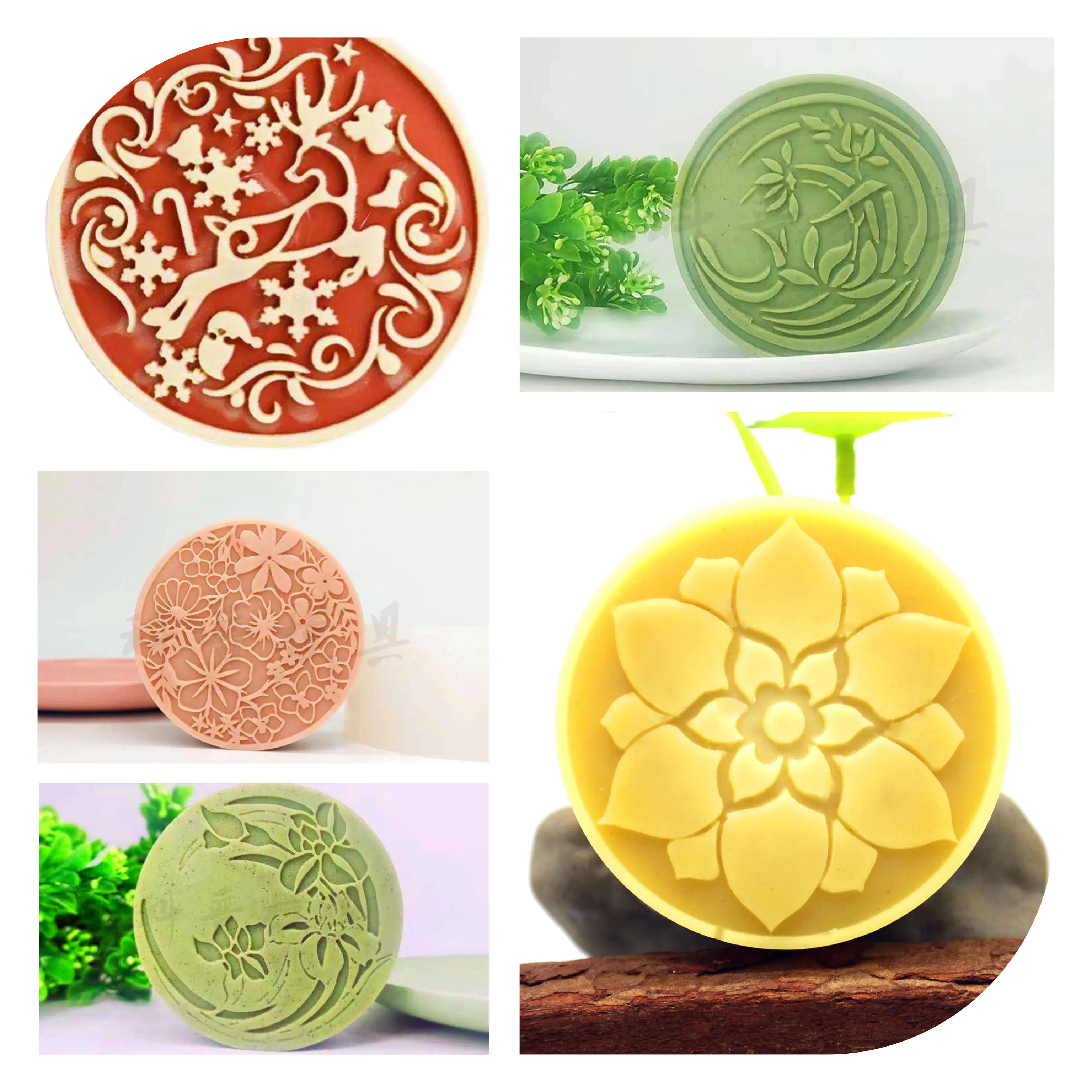 

PRZY Silicone Soap 2D Handmade Round Flower Lotus Carved Pattern Molds Lace Scented Soap Candle Mold Clay Resin Moulds