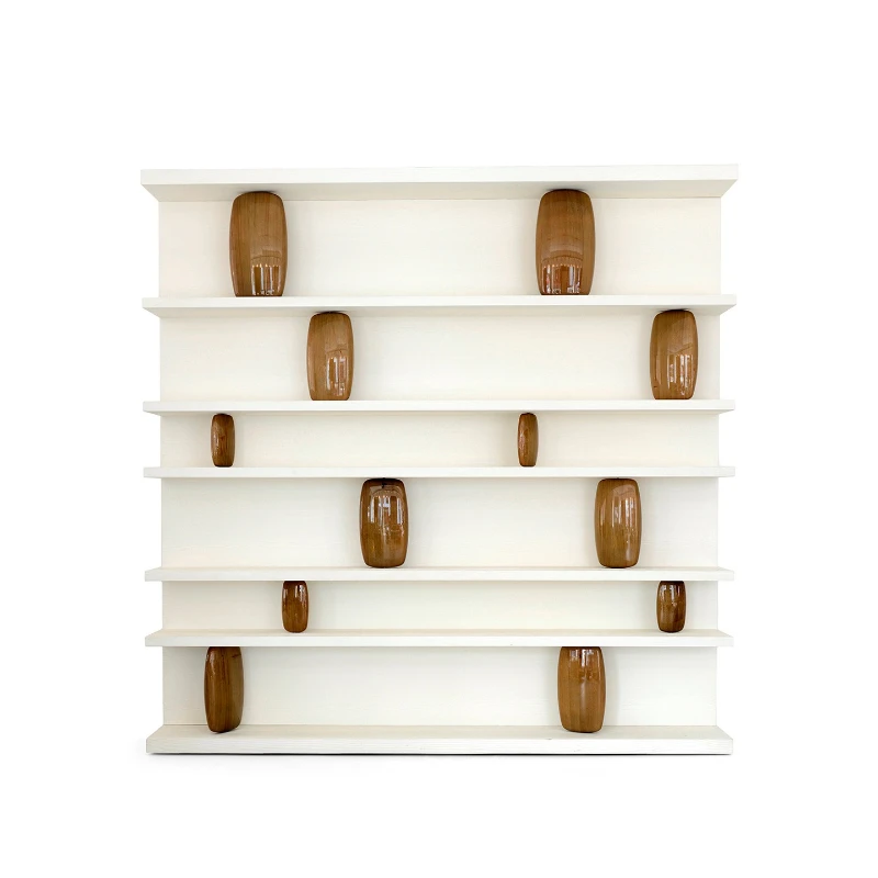 

Italian high-end solid wood bookshelf floor to wall multi-layer storage shelf