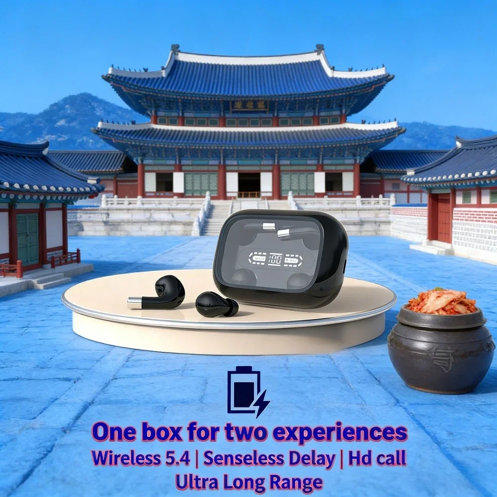 Wireless Earbuds Noise Cancellation HD HIFI Sound Battery Level Display for Business Trips Office Travel Work Daily Use