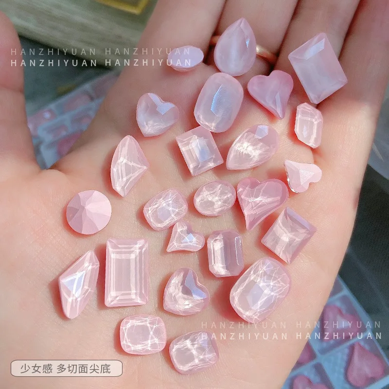 5 個ネイルラインストーンチャームクリスタルダイヤモンドローズパウダー水の波紋ガラスピンクダイヤモンドアクセサリー