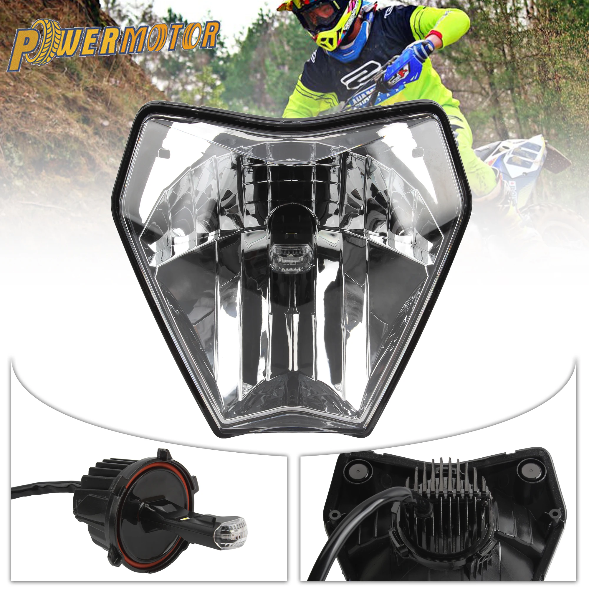 

For KTM 2024 Motorcycle LED Headlight Plate Motocross Headlamp Fairing EXC XC SX XCW EXCF SXW SXF 125-500 Enduro Dirt Bike Moped