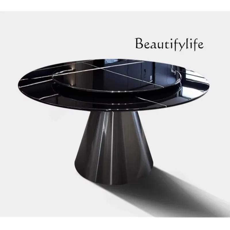 X Dining Table And Chairs Round Table Combination Modern Simple Small Apartment Dining Marble Round Dining Table