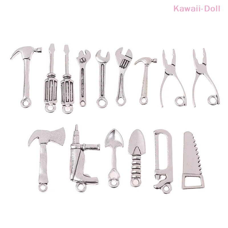 15Pcs Dollhouse Miniature Repair Kits Accessories Hammer Scissors Furniture Decoration Phone Case Material