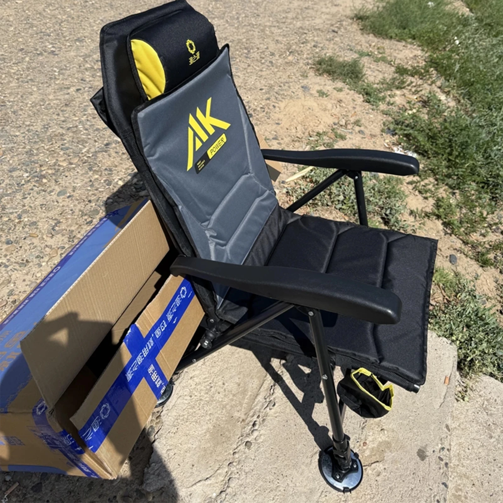 Heavy Duty Folding Fishing Chair with Adjustable Legs & Mud Feet Ergonomic Padded High Back Carp Chair with Rod Holder view 4