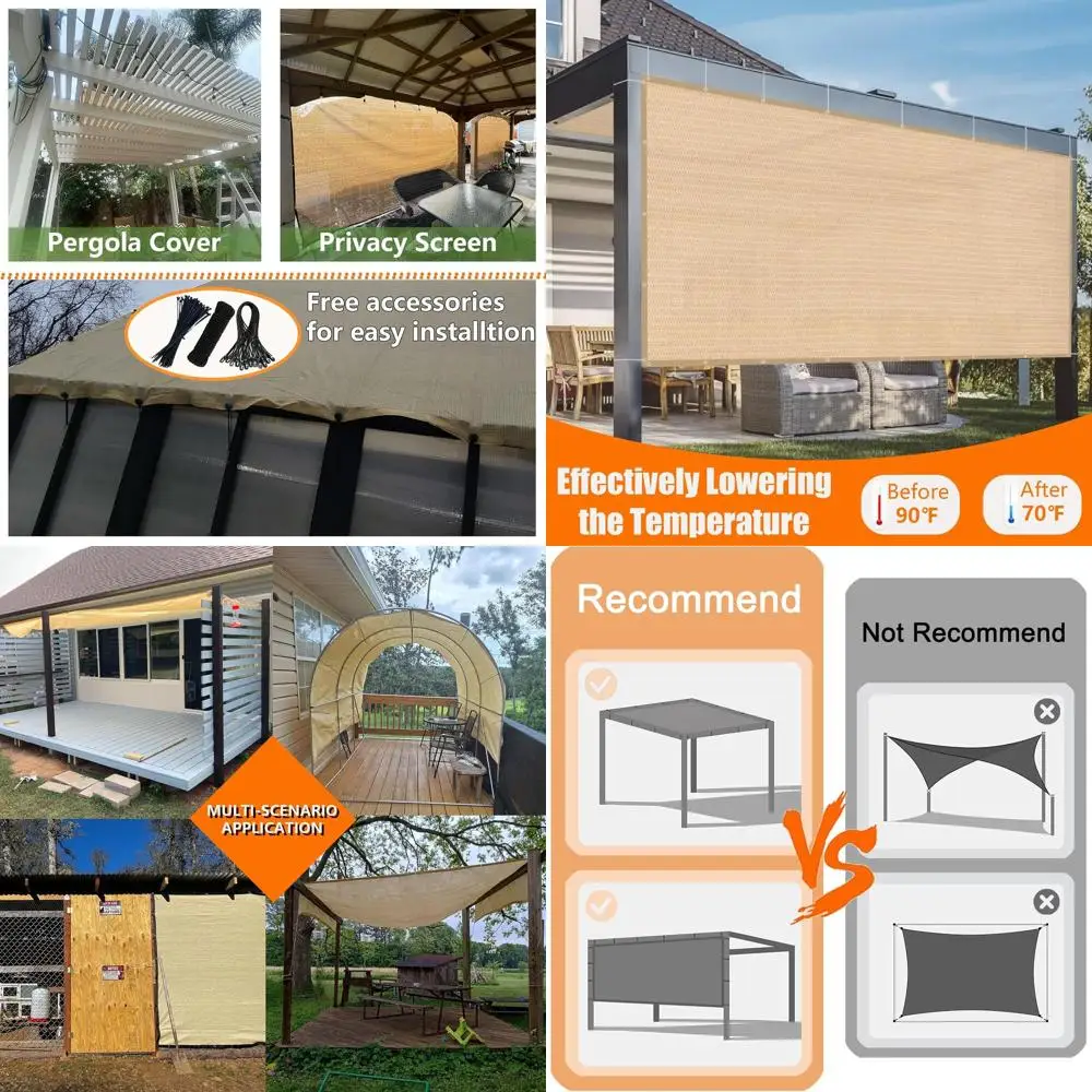 

Бежевая 90% солнцезащитная ткань для наружных палуб, патио, садов и чехлов для беголь