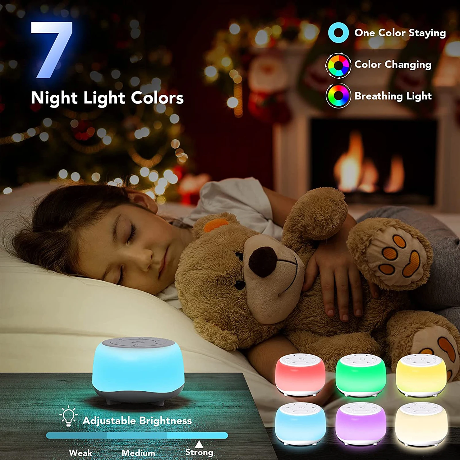 Desktop White Noise Machine Sleep Sound Machine Baby Sleep Soother 7 Colors 34 Soothing Sounds 32 Levels Adjustable Volume