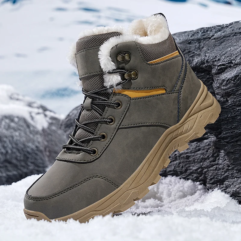 Warm Plus Velvet Men's Cotton Shoes Winter Men's Boots Windproof Snow Boots Comfortable Male Casual Shoes Non-slip Hiking Boots