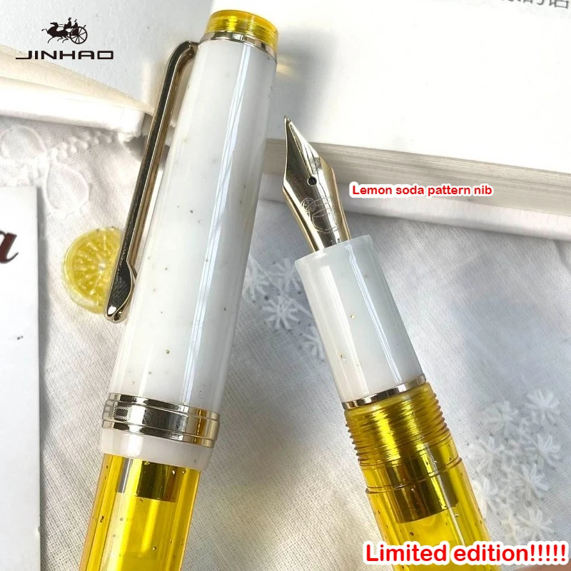 Limited Edition Lemon Soda Series JINHAO 82 Fountain Pen Lemon Soda Pattern EF F Nib Calligraphy Pen Stationery School Supplies