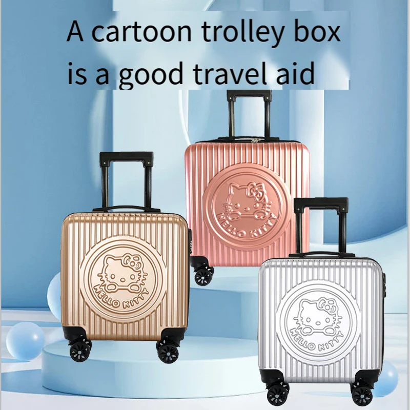 Casing Trolley anak, koper kapasitas besar, koper Carry-On Universal Kartun Sanrios Hello Kittys, lucu, 20 inci