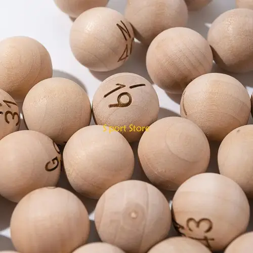 Imagen 2 del producto 75 bolas de bingo naturales con letras y números grabados para fiestas de juegos reuniones familiares suaves