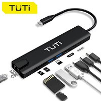 TUTi-USB C Hub Multiport Adapter,Mac Hub,USB C Dongle,8 in 1,Type C,USBC Hub 3.0,HDMI 4K, Ethernet,SD, TF Card, Macbook Air Dock