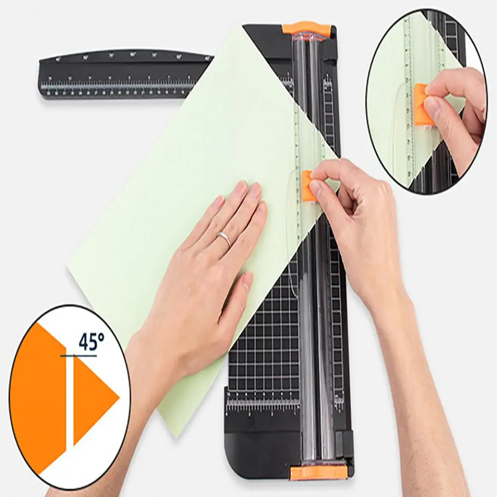 Paper Trimmer Scrapbooking Tool with Automatic Safety Side Ruler Bidirectional Sharp Blade Paper Slicer for Office