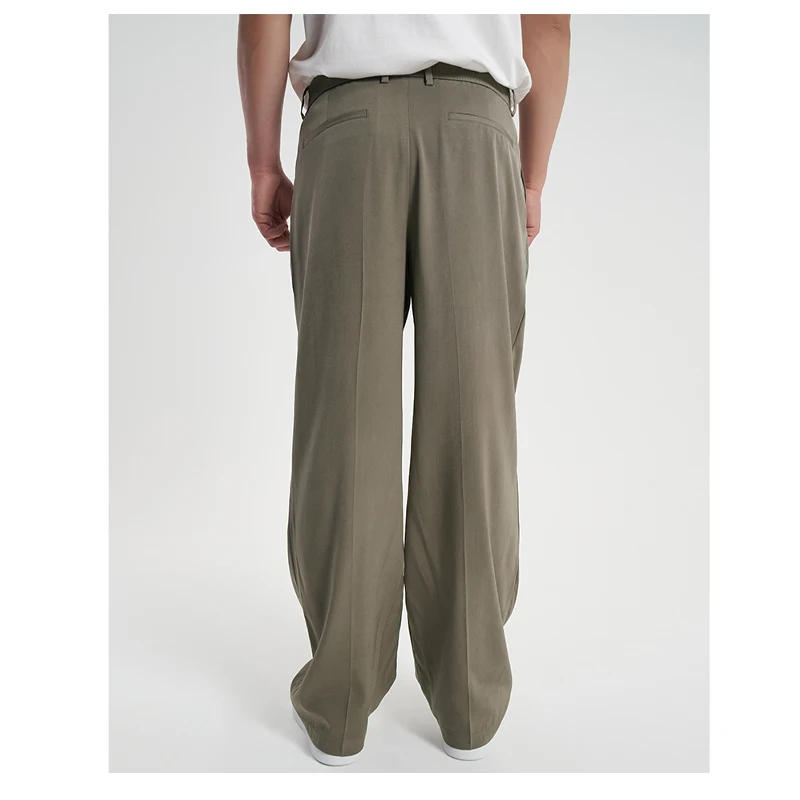 Natural 100% Silk Spring Summer Men's Pants Black Simple Business Casual Fashion Pants Silky Luster Cool Light Luxury Men's Wear