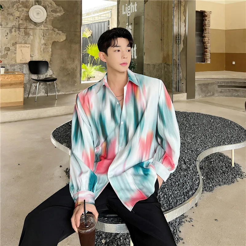 

Casual Summer Long Sve irt Men's Faion Thin Design Cool Looking Print Polyester Blend Four Seasons Unironed Treaent