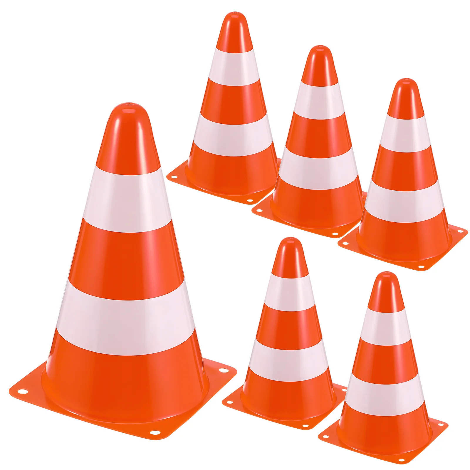 

6pcs Durable Traffic Road Safety Plastic Barrier Cones For Parking Garage Driveway Construction Road Management Stackable