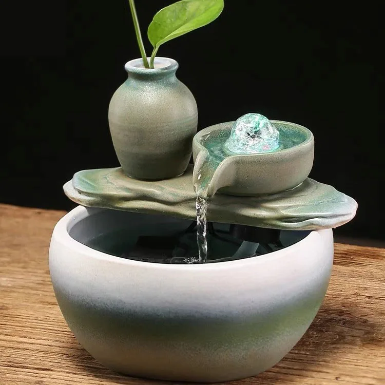 

Indoor Outdoor Home Decor Fountain Creative Waterfall Ceramic Fountain Decorative Ornament