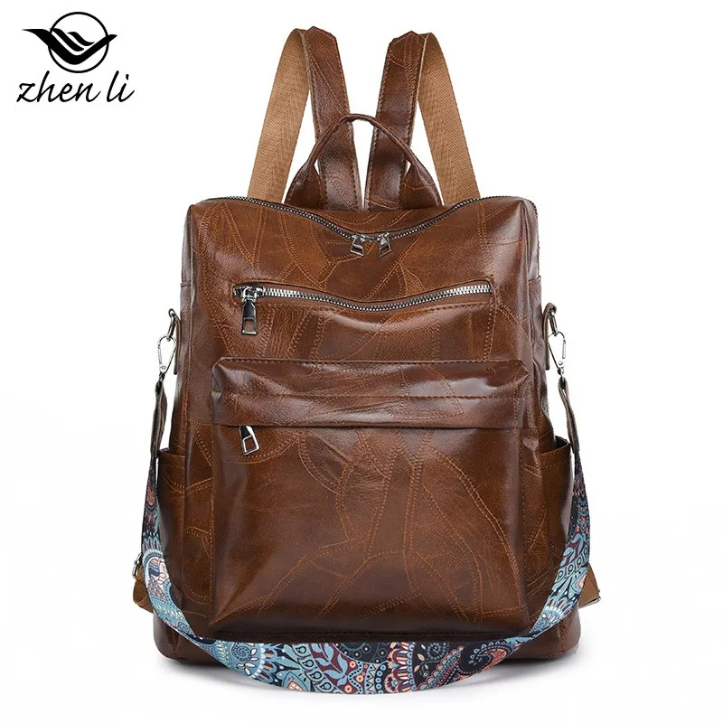 

2026 женский рюкзак из искусственной кожи с перекрестной границей, большая вместительная повседневная винтажная дорожная сумка на плечо для ежедневного использования и пеших прогулок