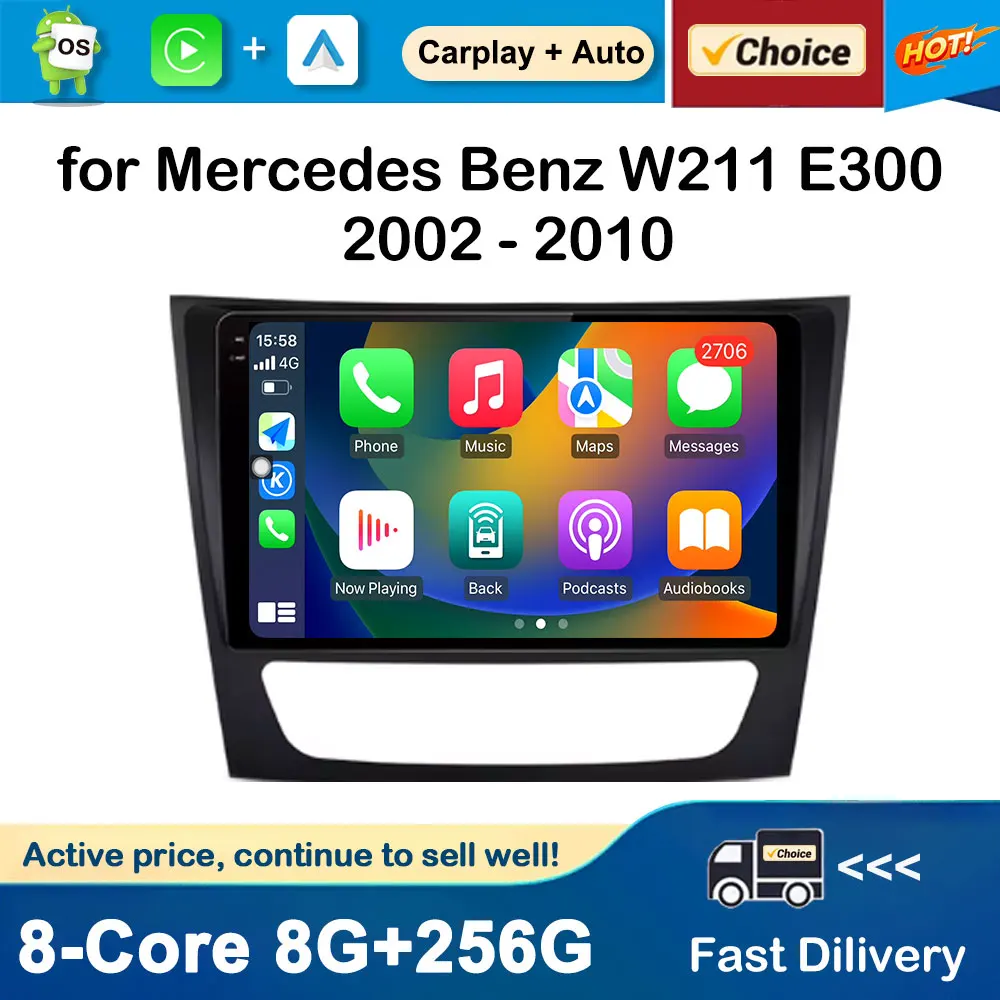 

Android System GPS Navigation for Mercedes Benz W211 E300 2002 - 2010 Car Radio Video Multimedia Player Auto Tools BT DSP Stereo