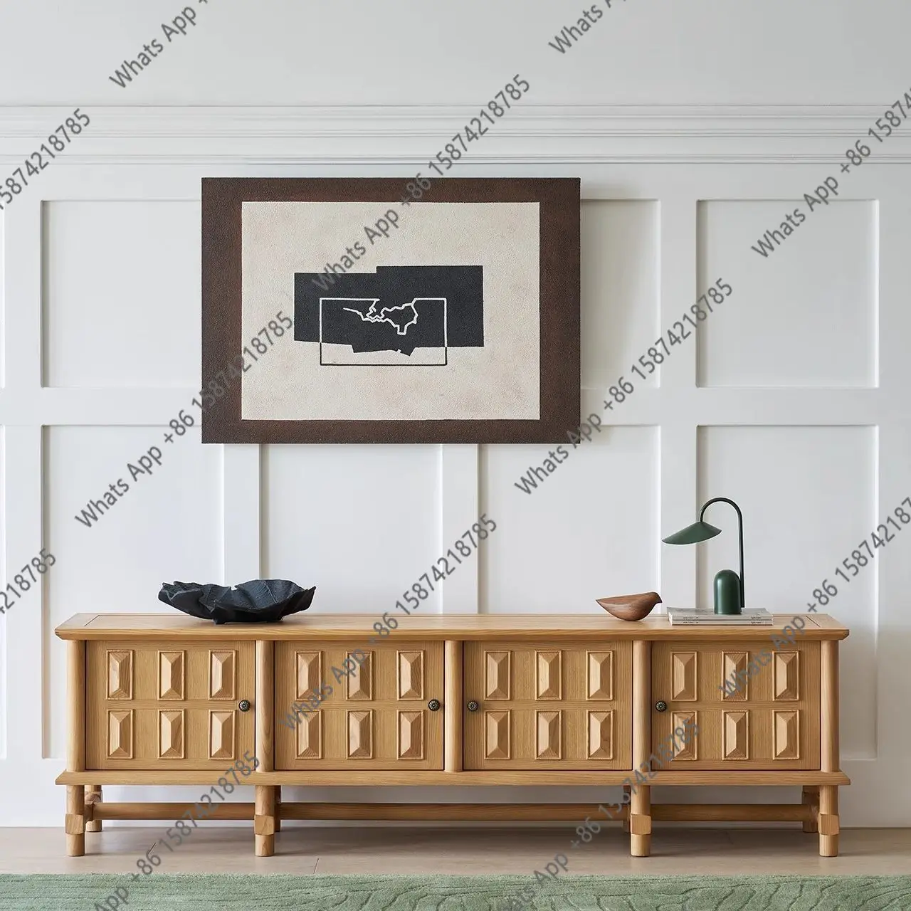 

Medieval style solid wood khaki TV cabinet French retro living room storage locker log style home TV cabinet