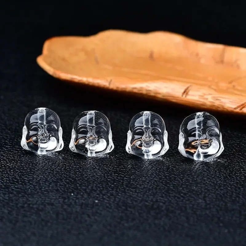 White crystal engraved Laughing Buddha