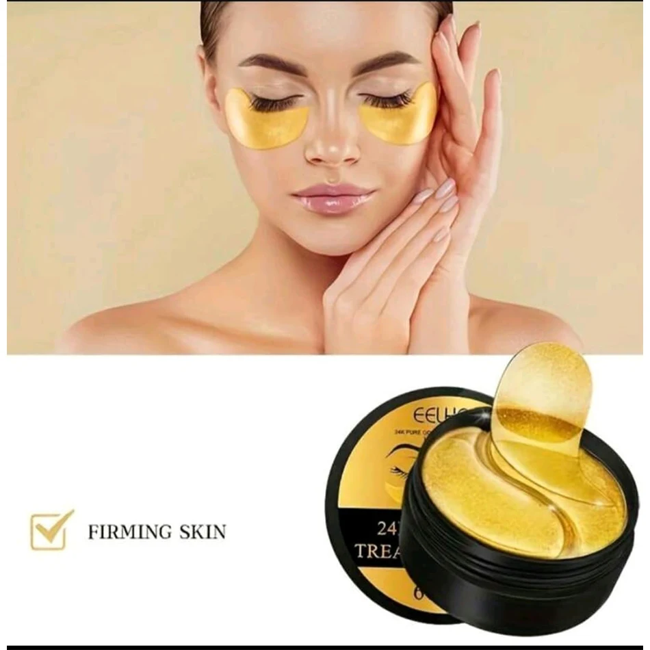 60 Buah Masker Mata Pelembab Emas Meringankan Kelelahan Mata Menutrisi Area Mata Masker Mata Kristal Kolagen Masker Perawatan Kulit Korea